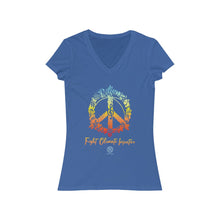 Cargar imagen en el visor de la galería, Bluhumun Fight Climate Injustice Women's Deep V-Neck Short Sleeve T-Shirt