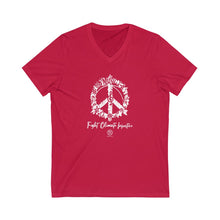 Load image into Gallery viewer, Bluhumun Fight Climate Injustice Unisex V-Neck Short Sleeve T-Shirt