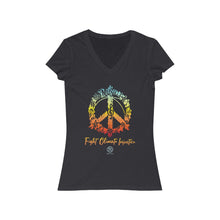 Cargar imagen en el visor de la galería, Bluhumun Fight Climate Injustice Women's Deep V-Neck Short Sleeve T-Shirt