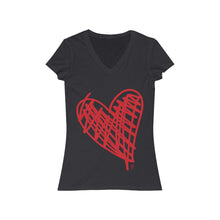 Cargar imagen en el visor de la galería, Bluhumun Big Heart Unisex Fitted V-Neck Short Sleeve T-Shirt White