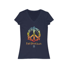 Cargar imagen en el visor de la galería, Bluhumun Fight Climate Injustice Women's Deep V-Neck Short Sleeve T-Shirt