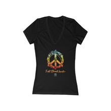 Load image into Gallery viewer, Bluhumun Fight Climate Injustice Women&#39;s Deep V-Neck Short Sleeve T-Shirt
