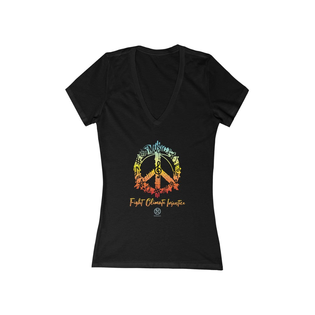 Bluhumun Fight Climate Injustice Women's Deep V-Neck Short Sleeve T-Shirt