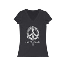 Load image into Gallery viewer, Bluhumun Fight Climate Injustice Women&#39;s Deep V-Neck Short Sleeve T-Shirt Rev
