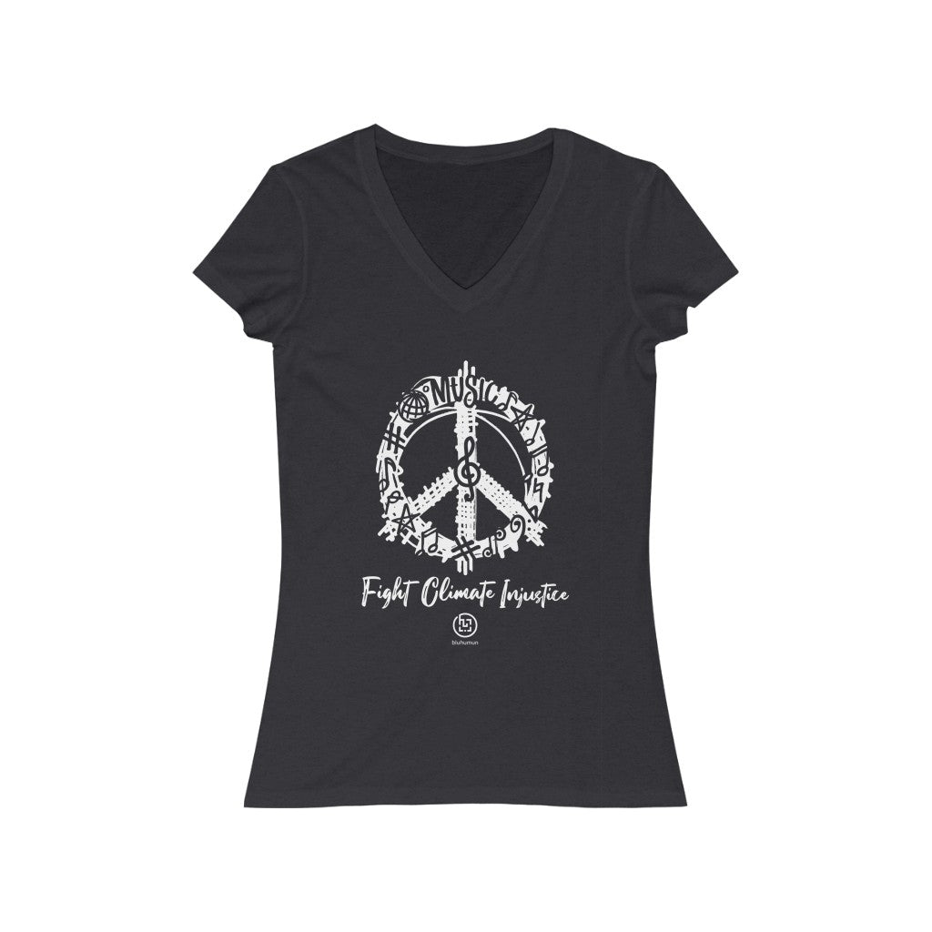 Bluhumun Fight Climate Injustice Women's Deep V-Neck Short Sleeve T-Shirt Rev