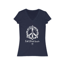 Load image into Gallery viewer, Bluhumun Fight Climate Injustice Women&#39;s Deep V-Neck Short Sleeve T-Shirt Rev
