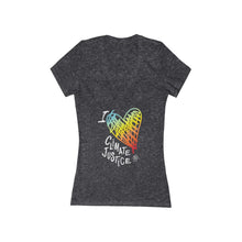 Cargar imagen en el visor de la galería, Bluhumun I Love Climate Justice Women&#39;s Fitted Deep V-Neck Short Sleeve T-Shirt
