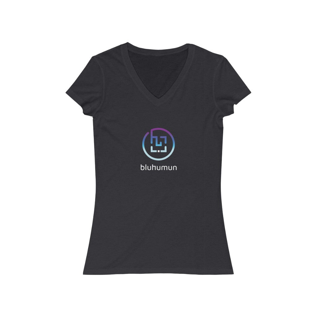 Bluhumun Women's Fitted V-Neck Short Sleeve T-Shirt