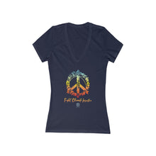 Load image into Gallery viewer, Bluhumun Fight Climate Injustice Women&#39;s Deep V-Neck Short Sleeve T-Shirt
