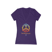 Load image into Gallery viewer, Bluhumun Fight Climate Injustice Women&#39;s Deep V-Neck Short Sleeve T-Shirt

